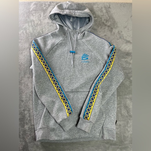 Under Armour Other - Under Armour x Curry Splash UA Gray Hoodie Sweatshirt Pullover Patterned Sleeves
